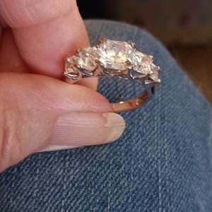 Size 9 Cushion Cut 5 CZ Step Down Gem Ring